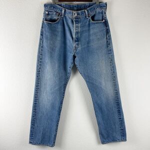 Levis 501 Straight Jeans Mens 36x29 Blue Button Fly Medium Wash Cotton
